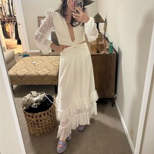 PatBo V-Neck White Maxi Dress